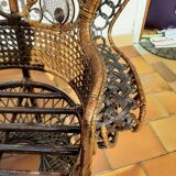 Armchair Emmanuelle rattan tinted brown