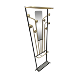Coat rack with mirror Art Deco gold metal
