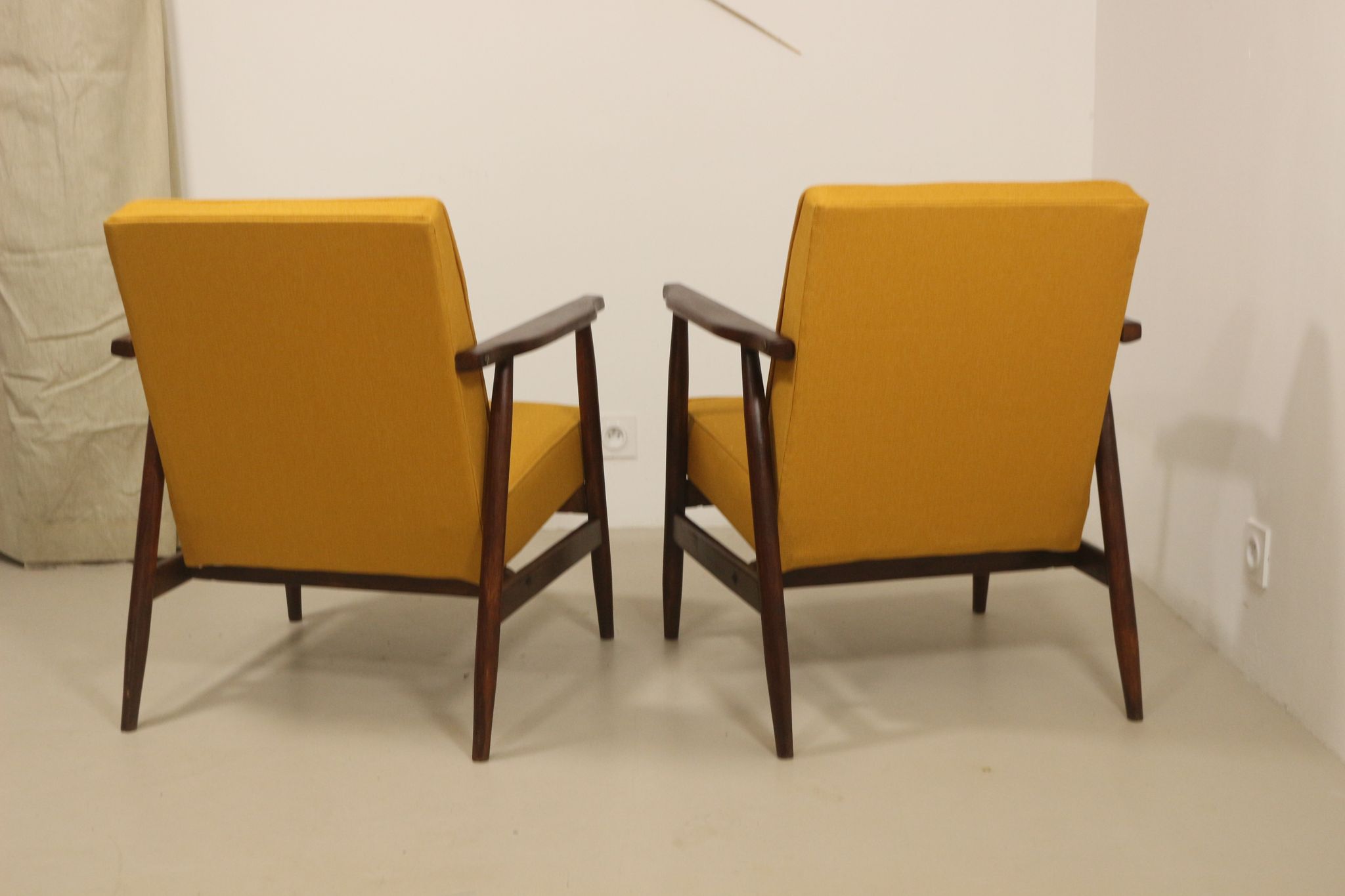 Pair of armchairs Henryk lily 300-190s 1970s yellow fabric
