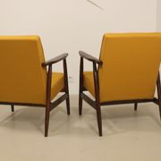 Pair of armchairs Henryk lily 300-190s 1970s yellow fabric