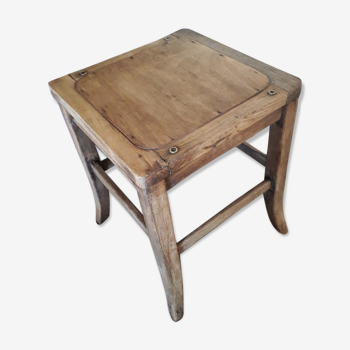Curved wood farm stool