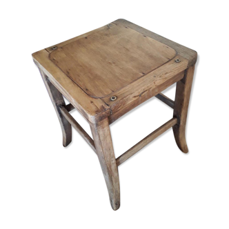 Curved wood farm stool