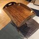 Folding coffee table type Butler marine boat wood and brass mahogany