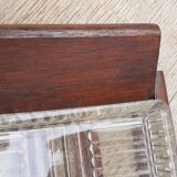 Vintage aperitif tray in oak and molded glass from the 50s