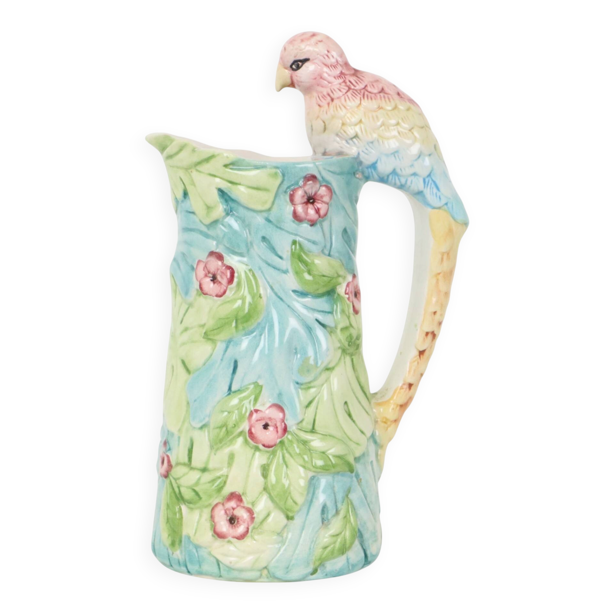Vintage Parrot Carafe Water Jug Vase Ceramic 30cm
