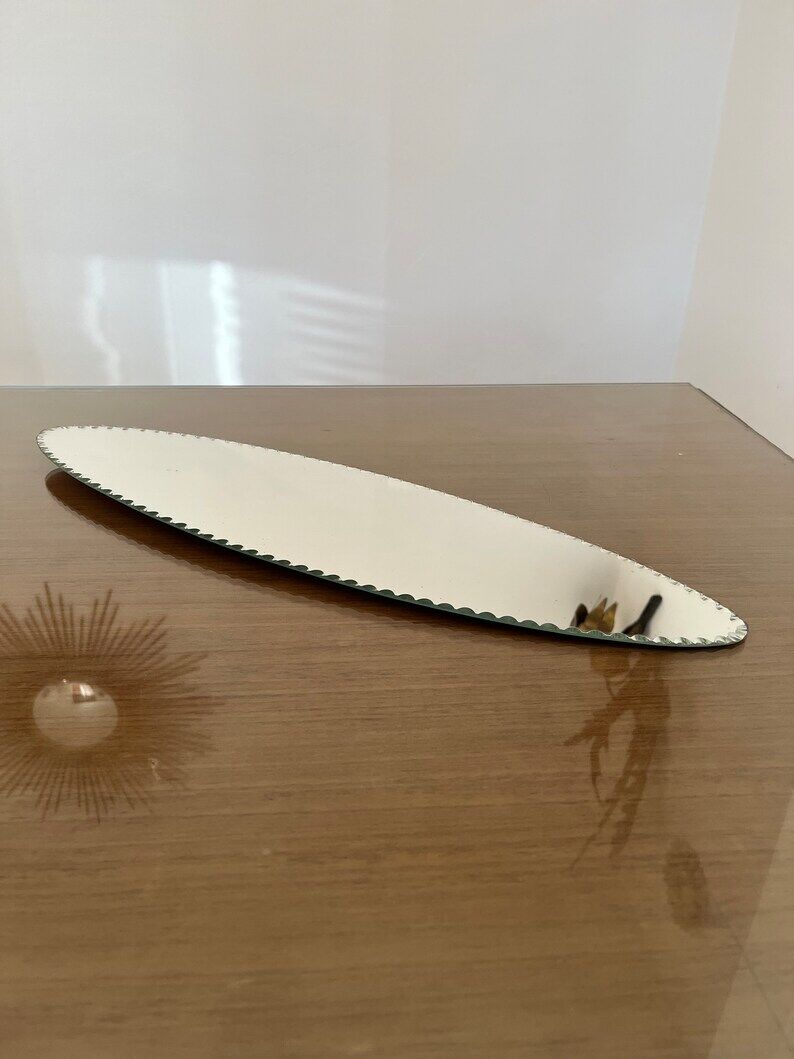Beveled oval mirror to pose art deco 40s 50s 15x55cm