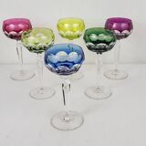Set of 6 Val Saint Lamb crystal colored wine glasses