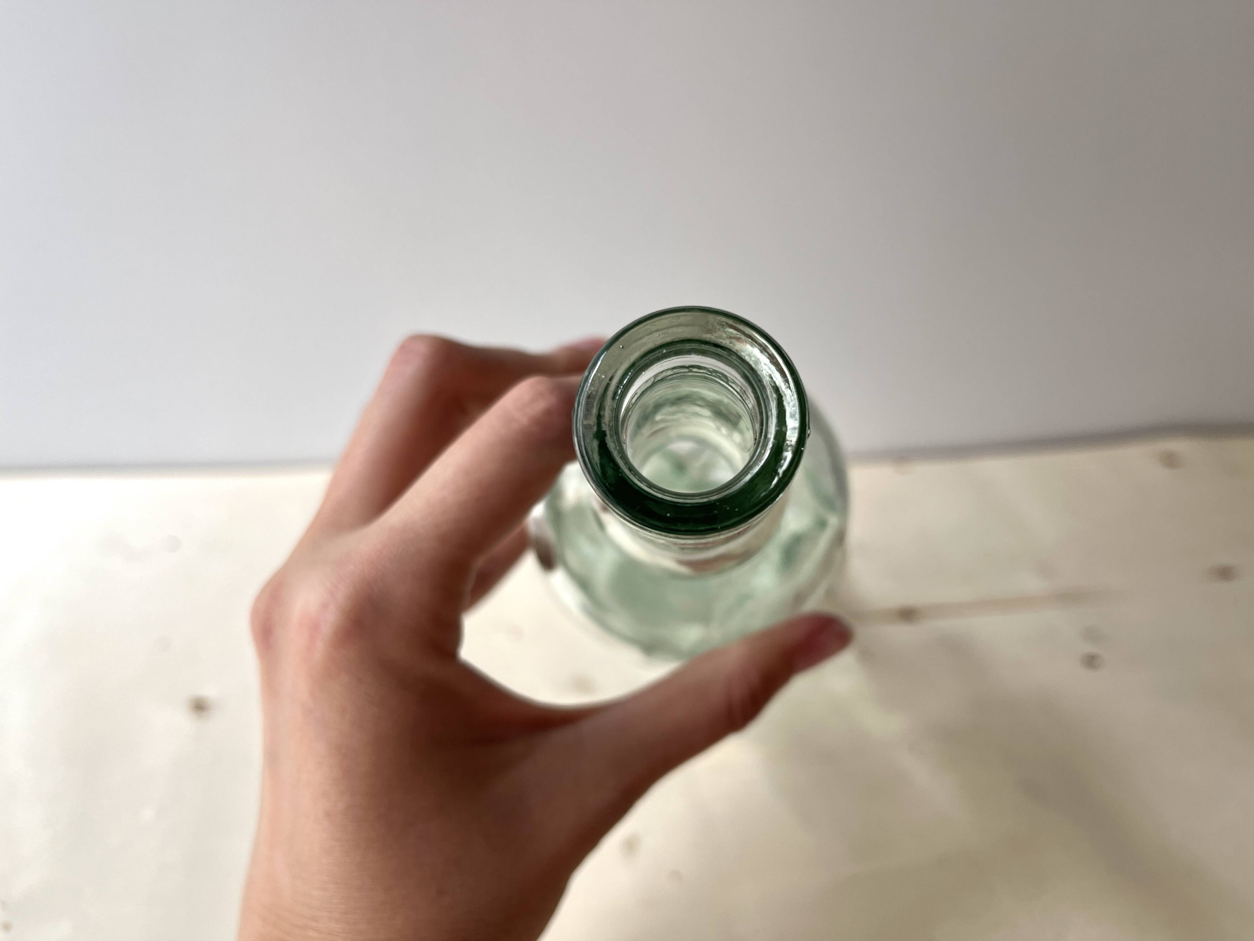 Legras glass bottle "transparent hand" circa 1920, antique carafe