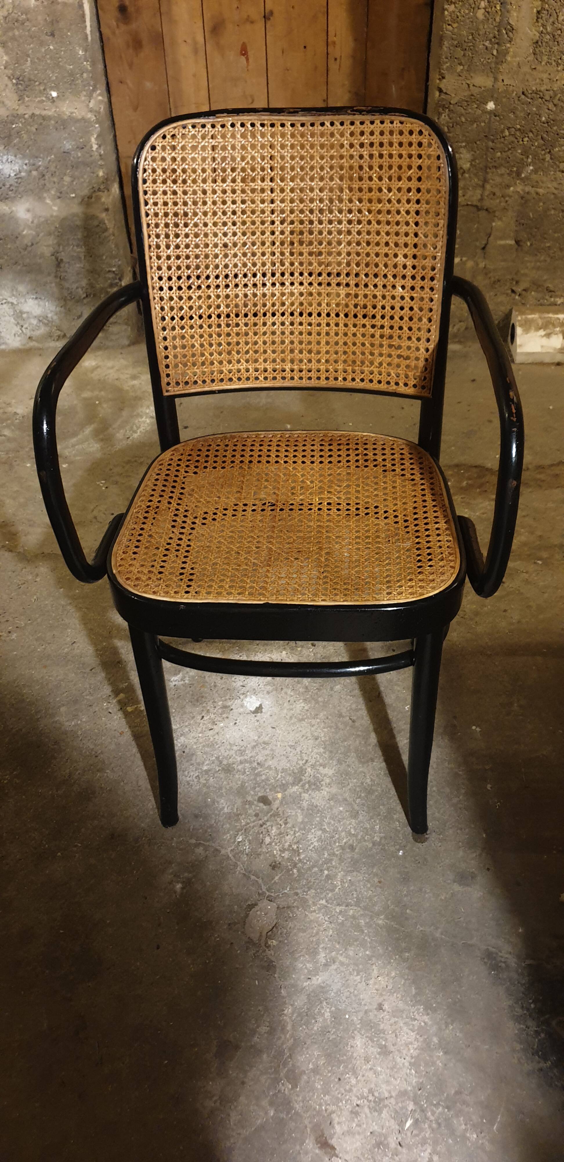 50/60 curved wooden cane armchair