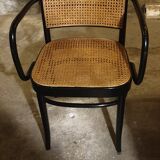 50/60 curved wooden cane armchair