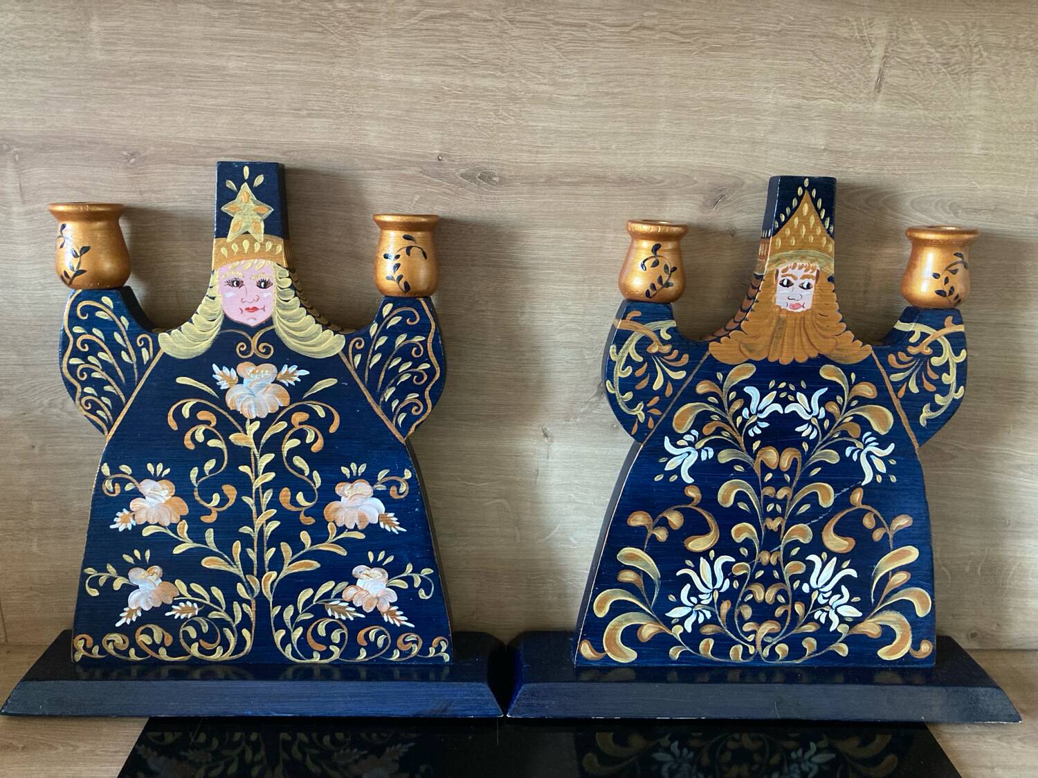 Traditional Russian painted candlesticks