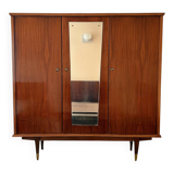 Armoire vintage avec étagères et miroir intérieur laqué