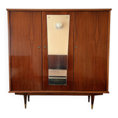Armoire vintage avec étagères et miroir intérieur laqué