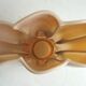 Art deco vase shape curved fan brown glass and pink opaline