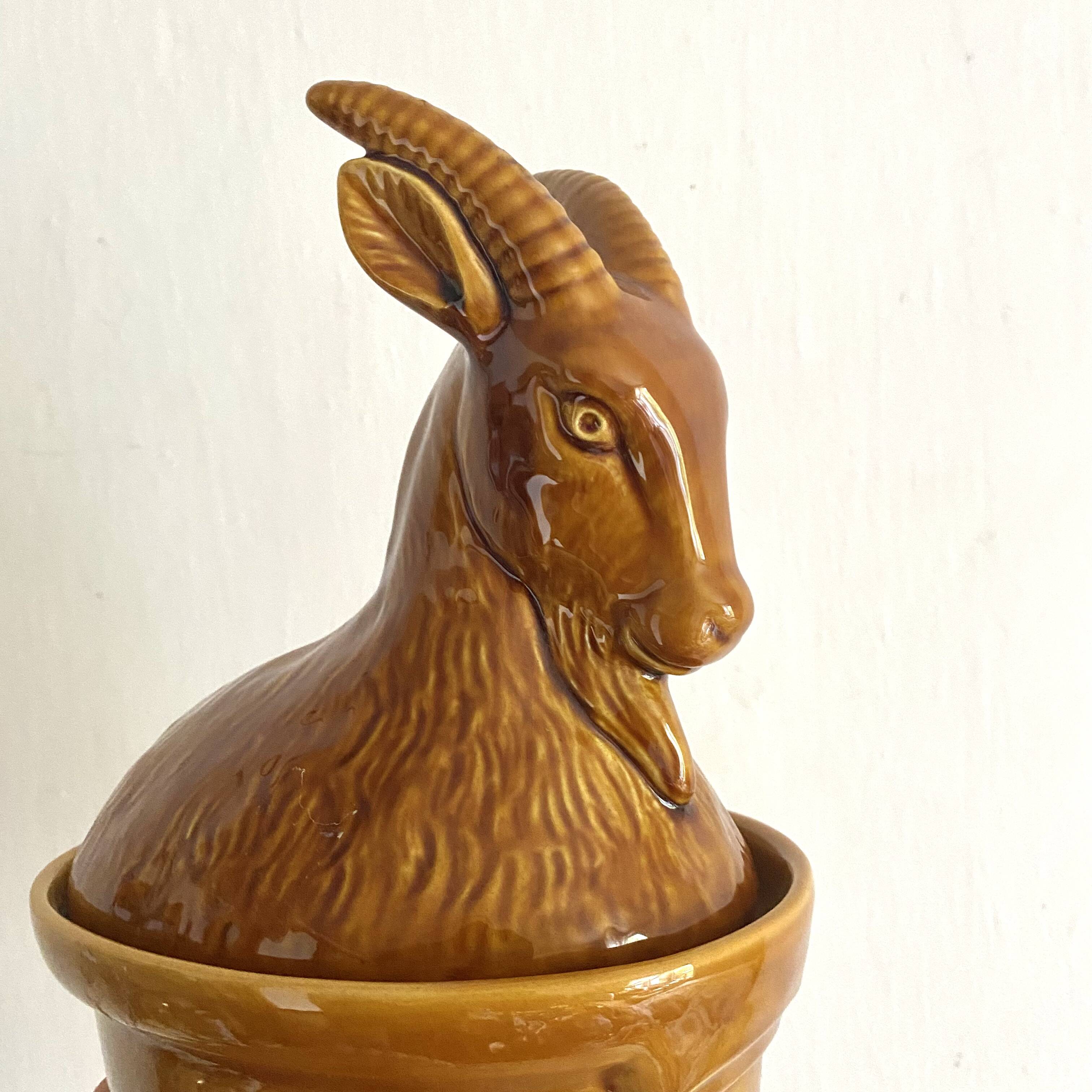 Ceramic goat, vintage zoomorphic terrine