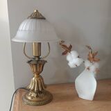 Vintage lamp in metal with brass finish and frosted opaline glass – 2 available