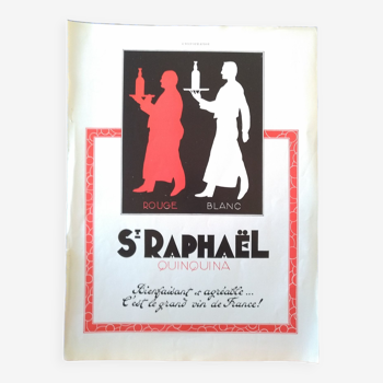 Une publicité papier  apéritif  St- Raphael  quinquina   issue d'une revue d'époque
