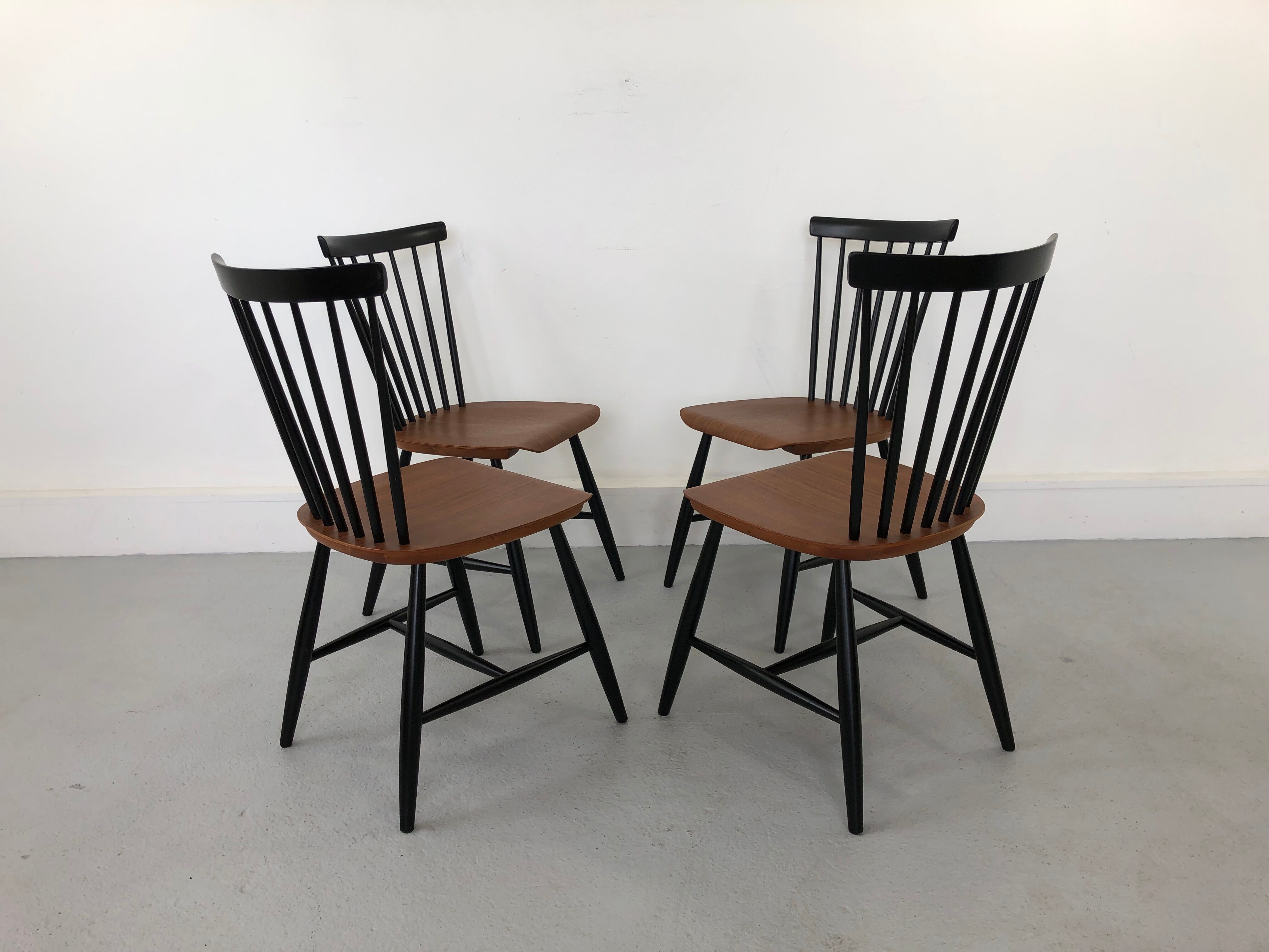 Swedish Teak Chairs by S. E. Fryklund for Hagafors, 1960s, Set of 4