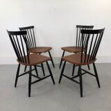 Swedish Teak Chairs by S. E. Fryklund for Hagafors, 1960s, Set of 4
