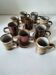 Set of rustic stoneware with 10 cups and 5 saucers from the 1970s.