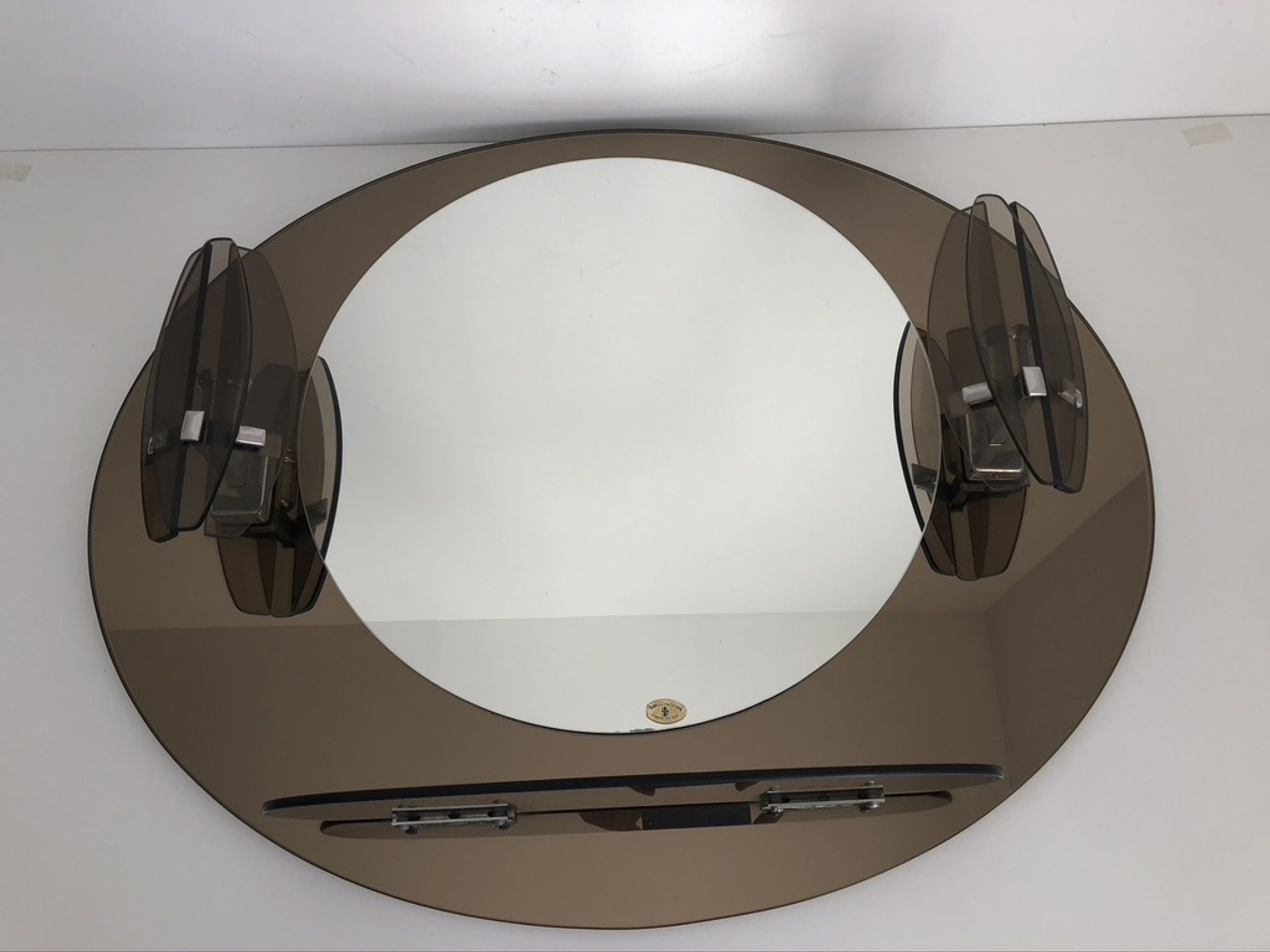 Lupi Crystal Luxor Mirror with 2 integrated wall lights and shelf