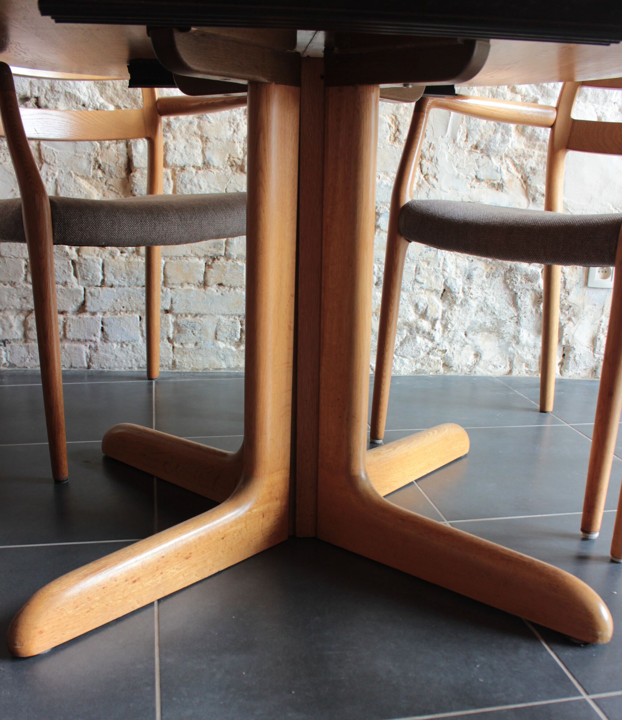 Danish table and 6 chairs set, by Niels Moller, 1960