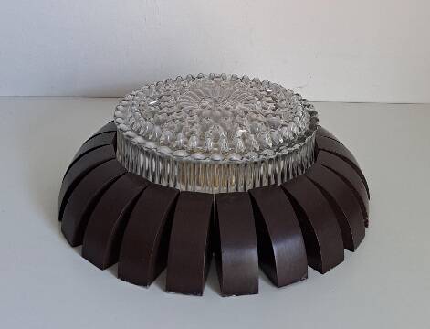 Glass and wood ceiling light