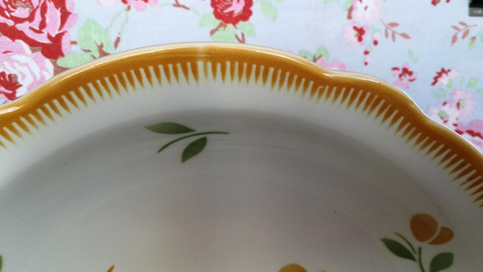 Big Dish Old Hollow Badonviller Orange Flowers