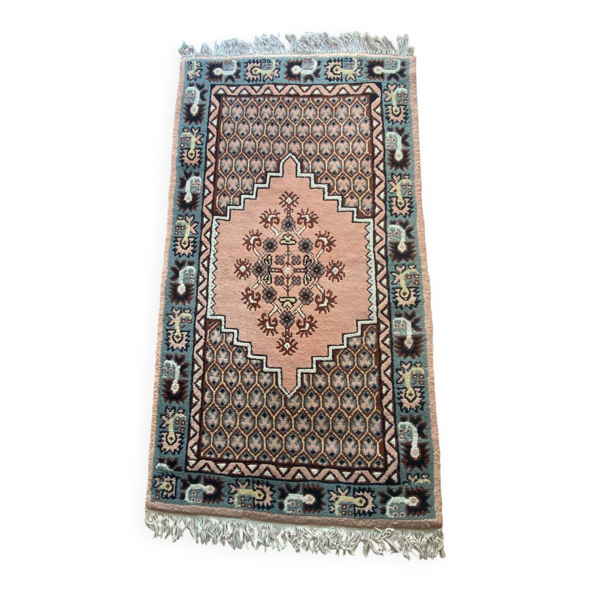 Tunisian Handcrafted Wool Rug – Geometric Berber Patterns – 141 x 80