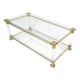Rectangular Glass Coffee Table with Brass and Acrylic Glass Frame