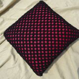 Wool cushion with vintage crochet