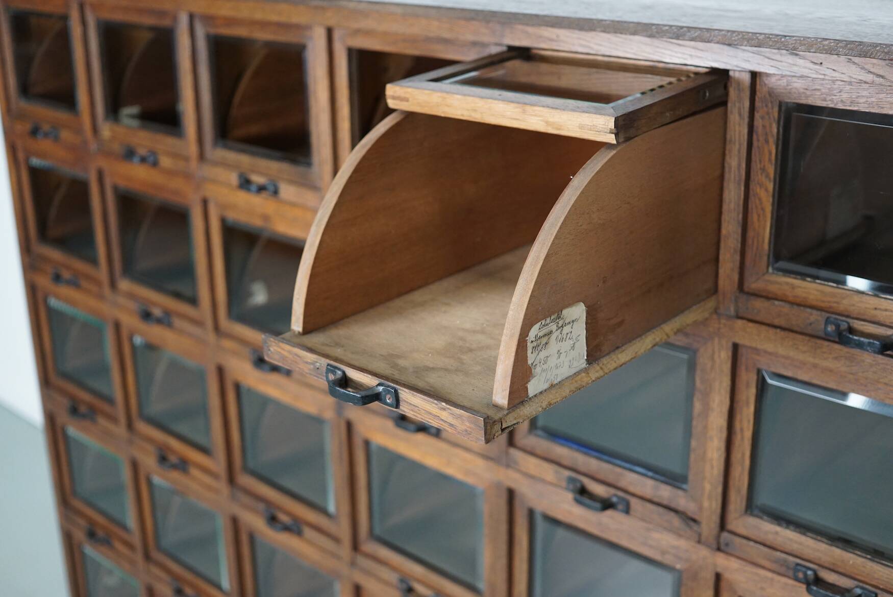 Antique German Oak Haberdashery Shop Cabinet, 1920/30s