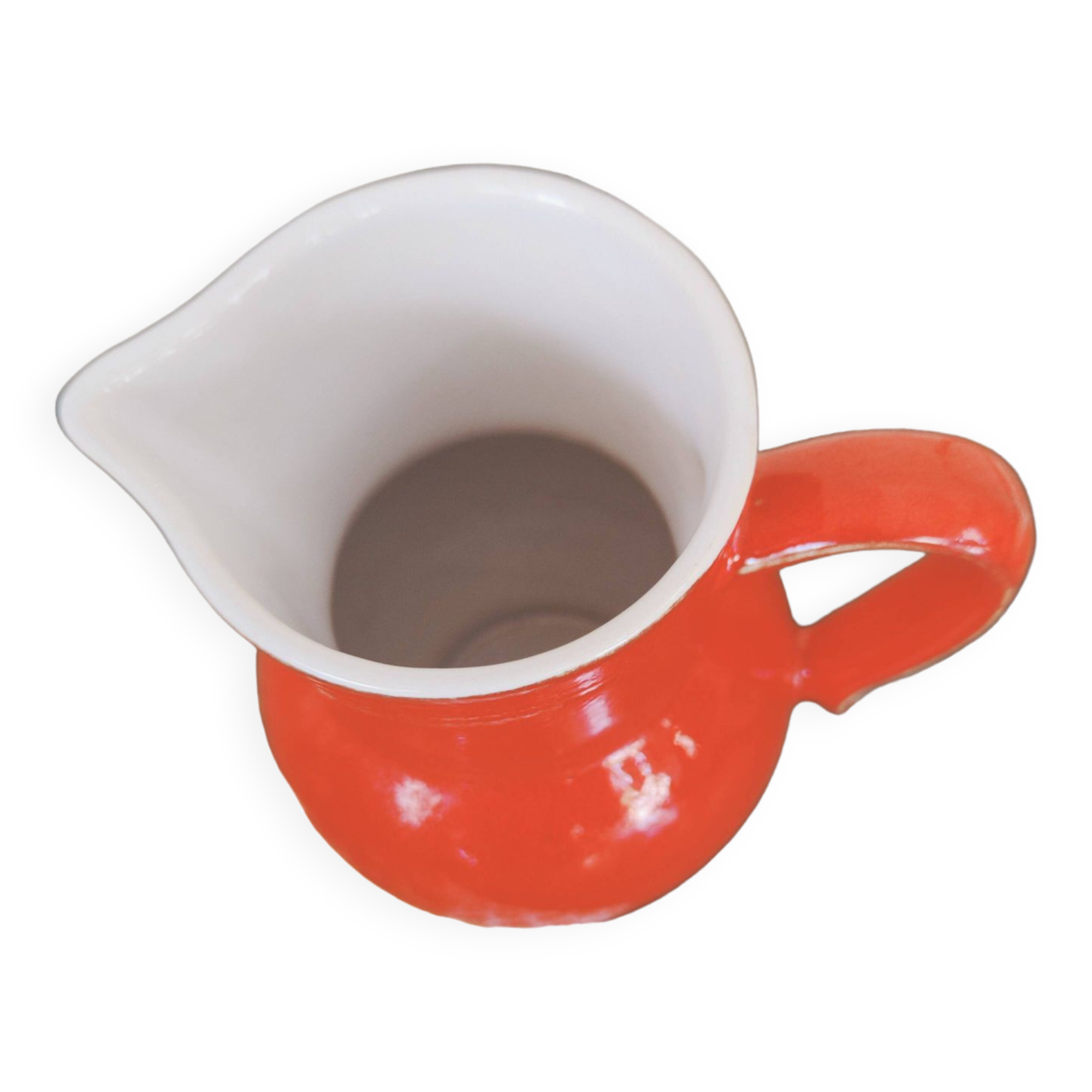 Small red enameled ceramic pitcher Emile Henry
