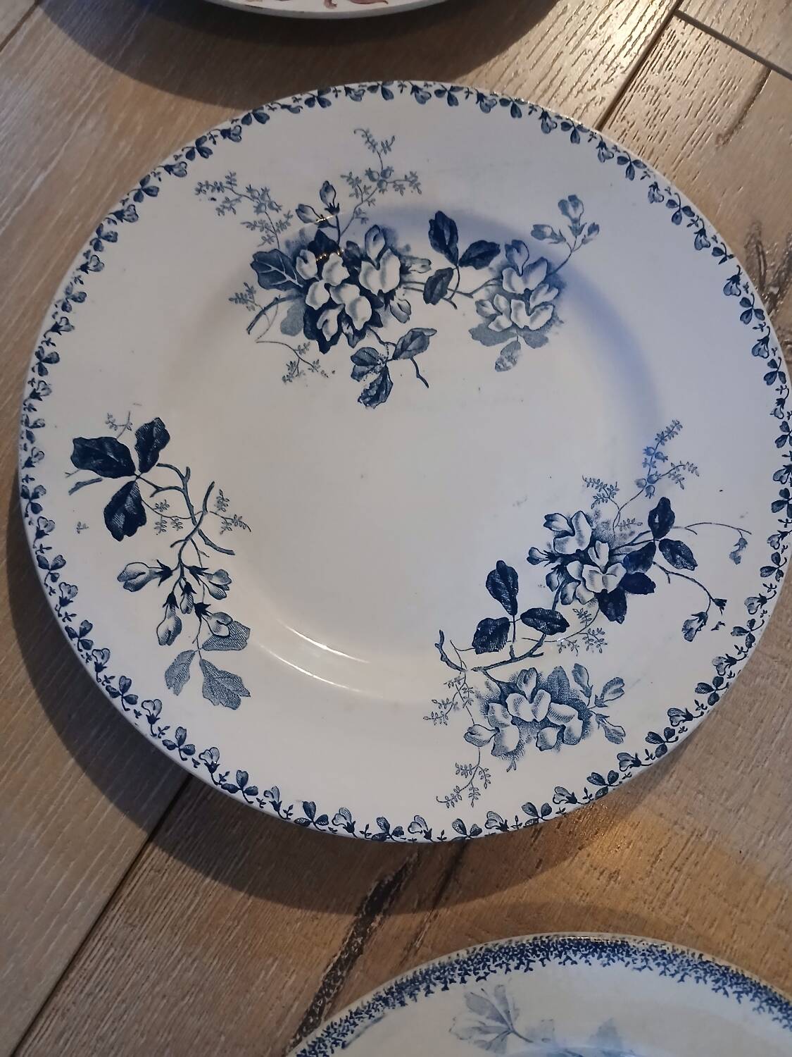 8 antique ironstone dinner plates