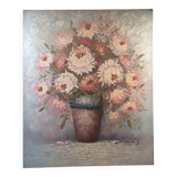 Oil on canvas, Bouquet of peonies, signed Robin