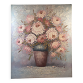 Oil on canvas, Bouquet of peonies, signed Robin