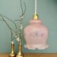 Vintage frosted pink glass pendant globe