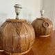 Pair of vintage rattan ball lamp bases