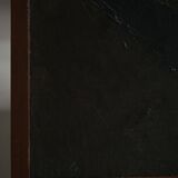 Mid-century pastel oil abstract painting, Danish artist, patinated wooden frame.