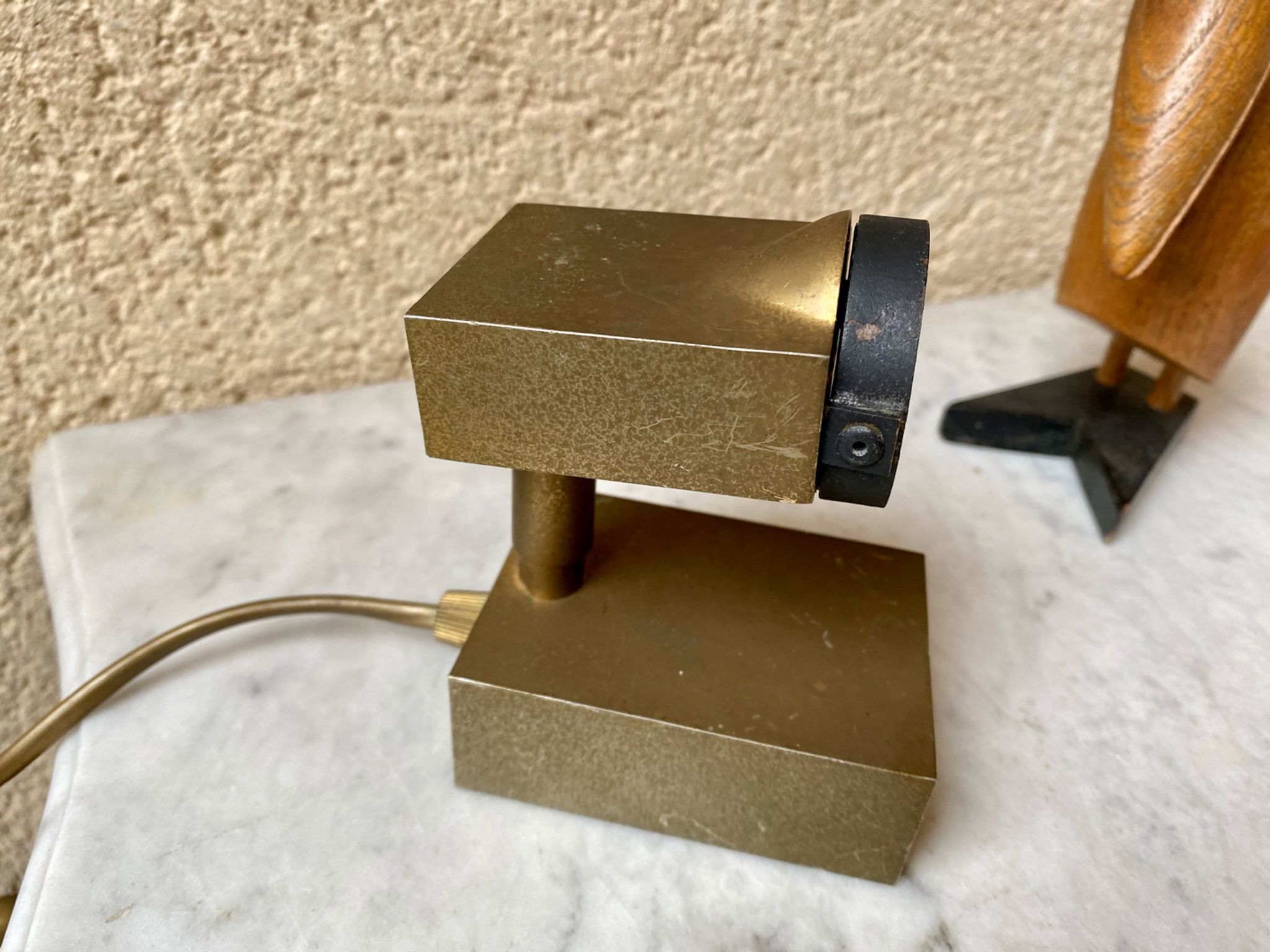 Halogen spot lamp solid brass modernist vintage design 70s