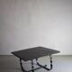 Table basse en métal forgé et pierre noire | Style brutaliste | France | Années 1970