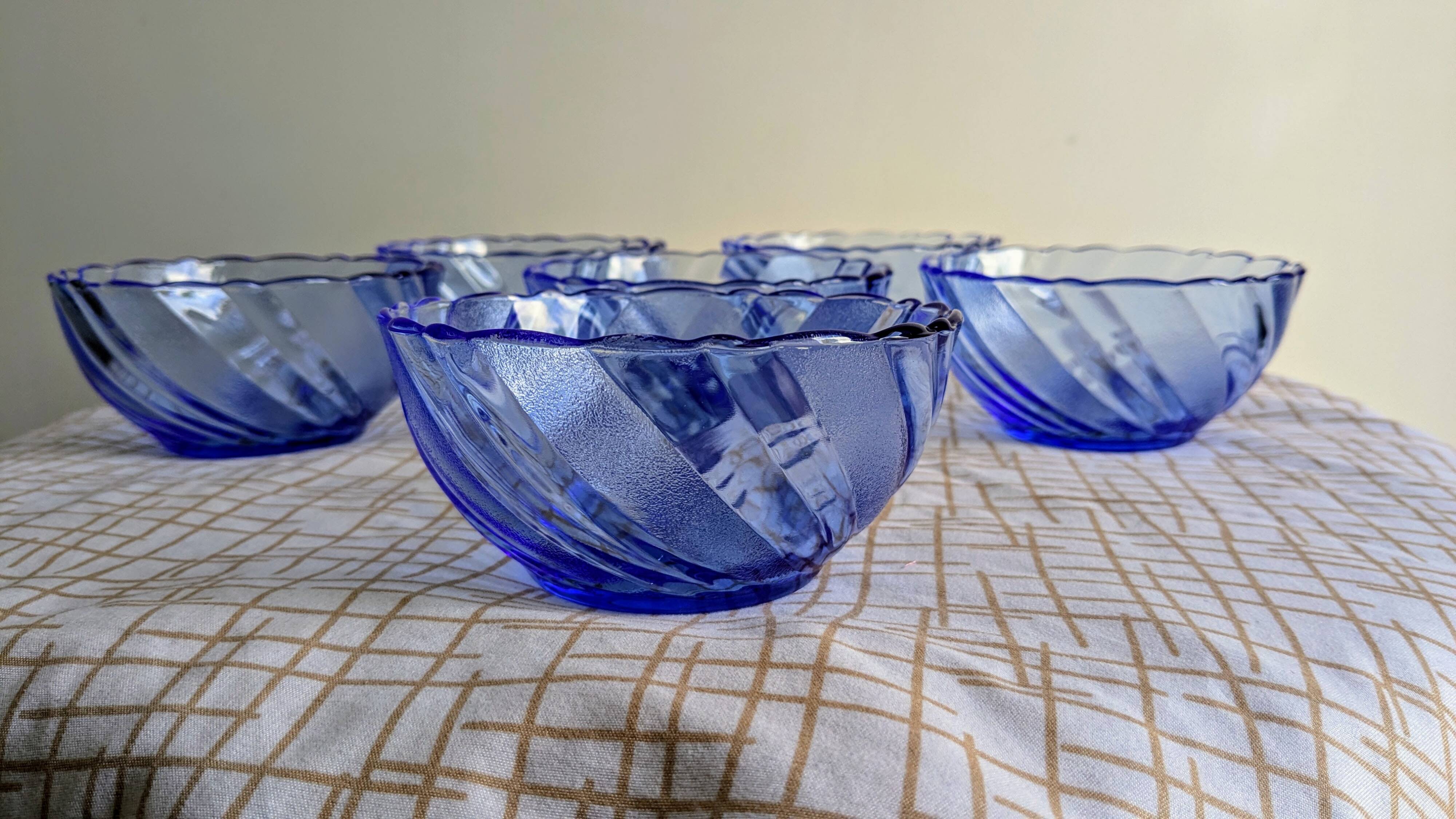 Set of 6 vintage blue bowls by Duralex