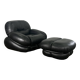 Okay armchair by Adriano Piazzesi in black leather with ottoman