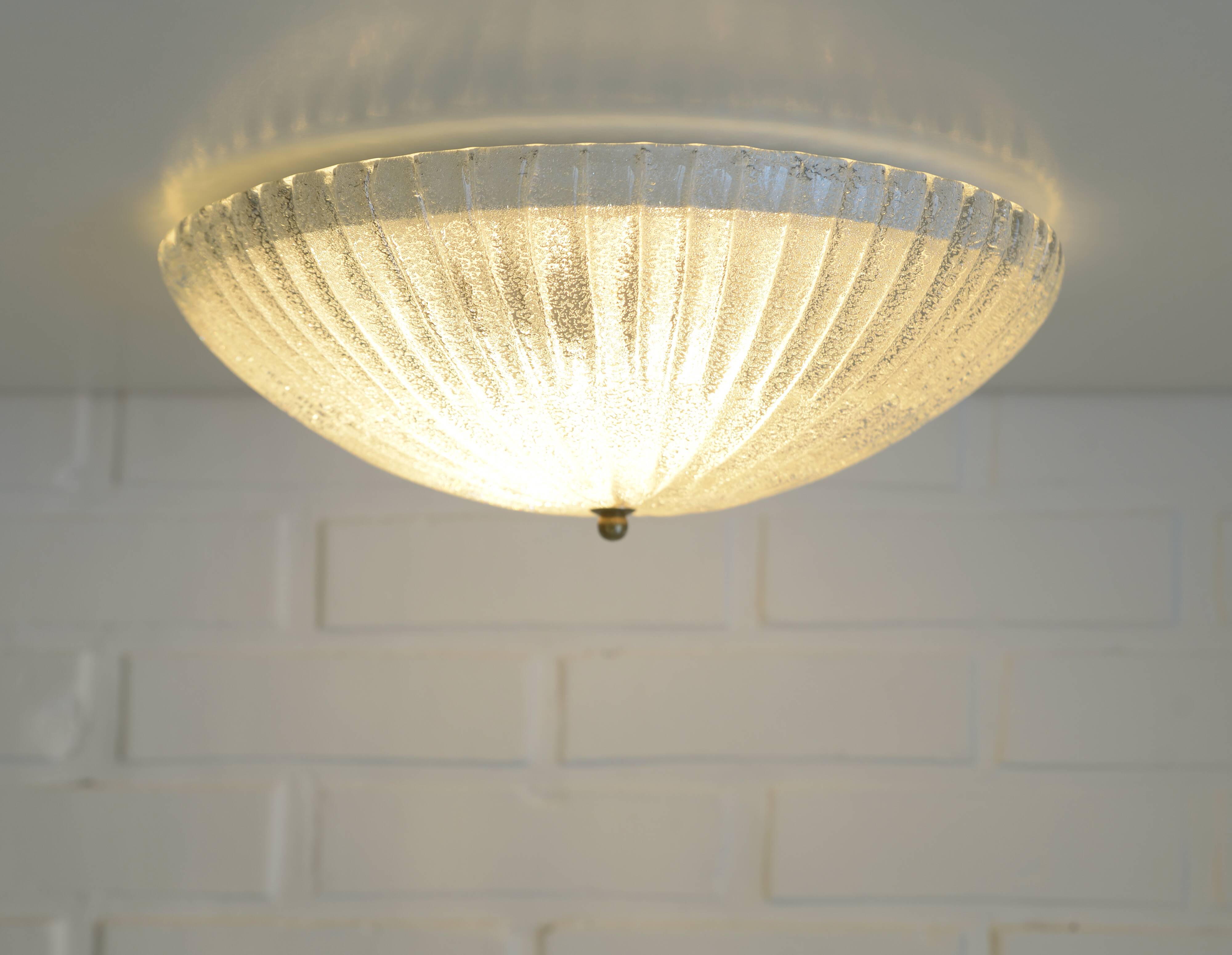 Vintage wall sconce flush mount ceiling light ice glass light fixture 1980s