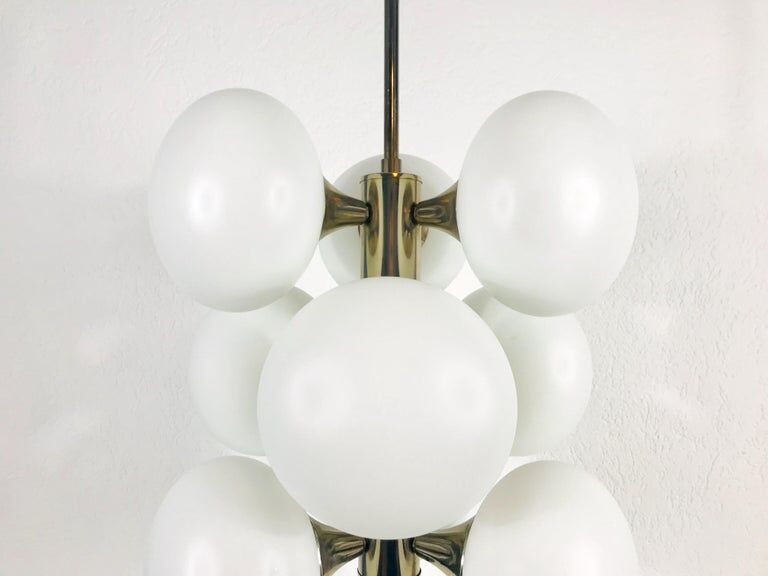 Kaiser chandelier with 9 arms in chrome, 1960s, Germany