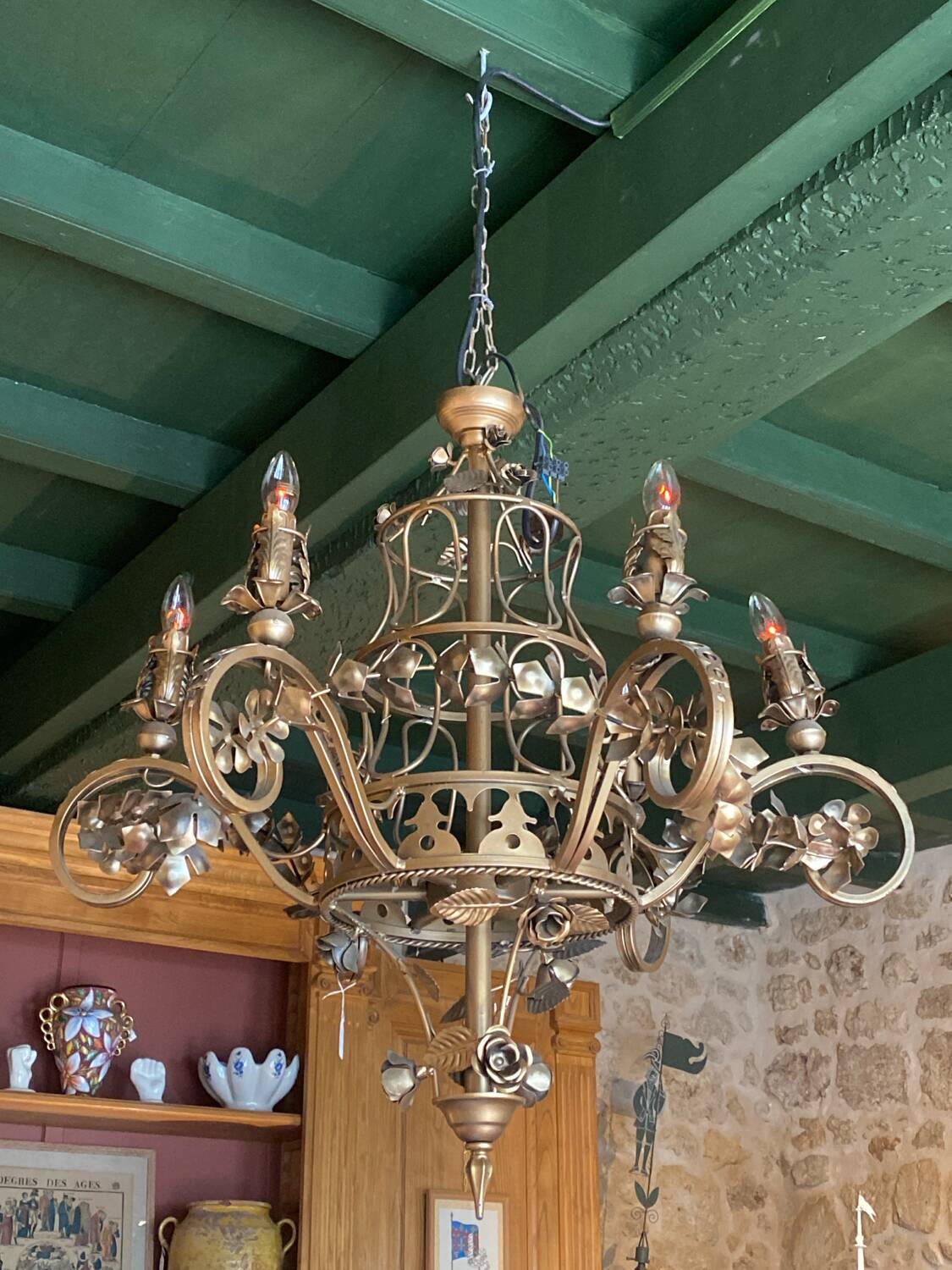 Flower garland chandelier