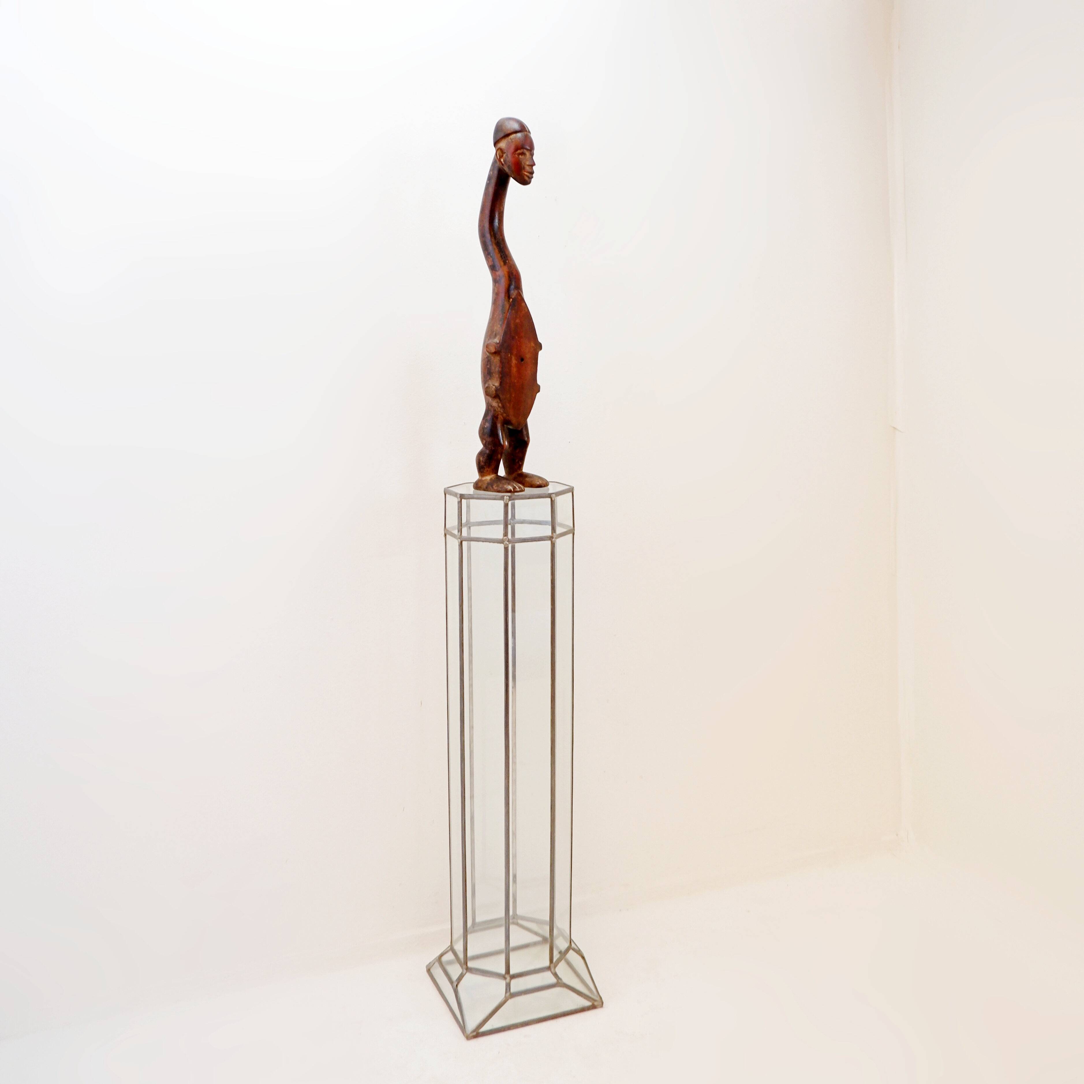 Art Deco glass and zinc pedestal column