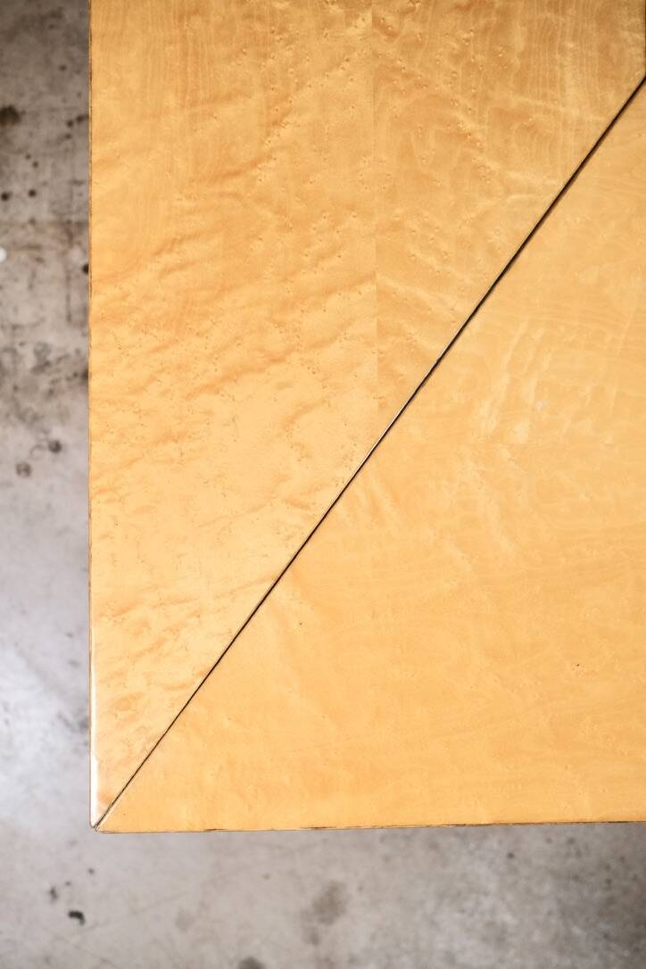 Ash burl bar coffee table, Paul Michel for Roche Bobois, 1980s