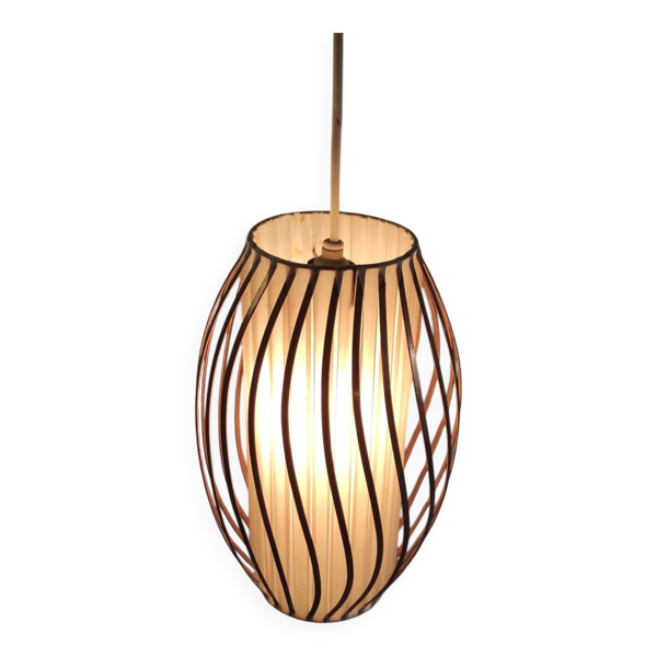 Suspension vintage en métal cuivré et tissus - mid. XXeme