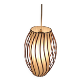 Suspension vintage en métal cuivré et tissus - mid. XXeme